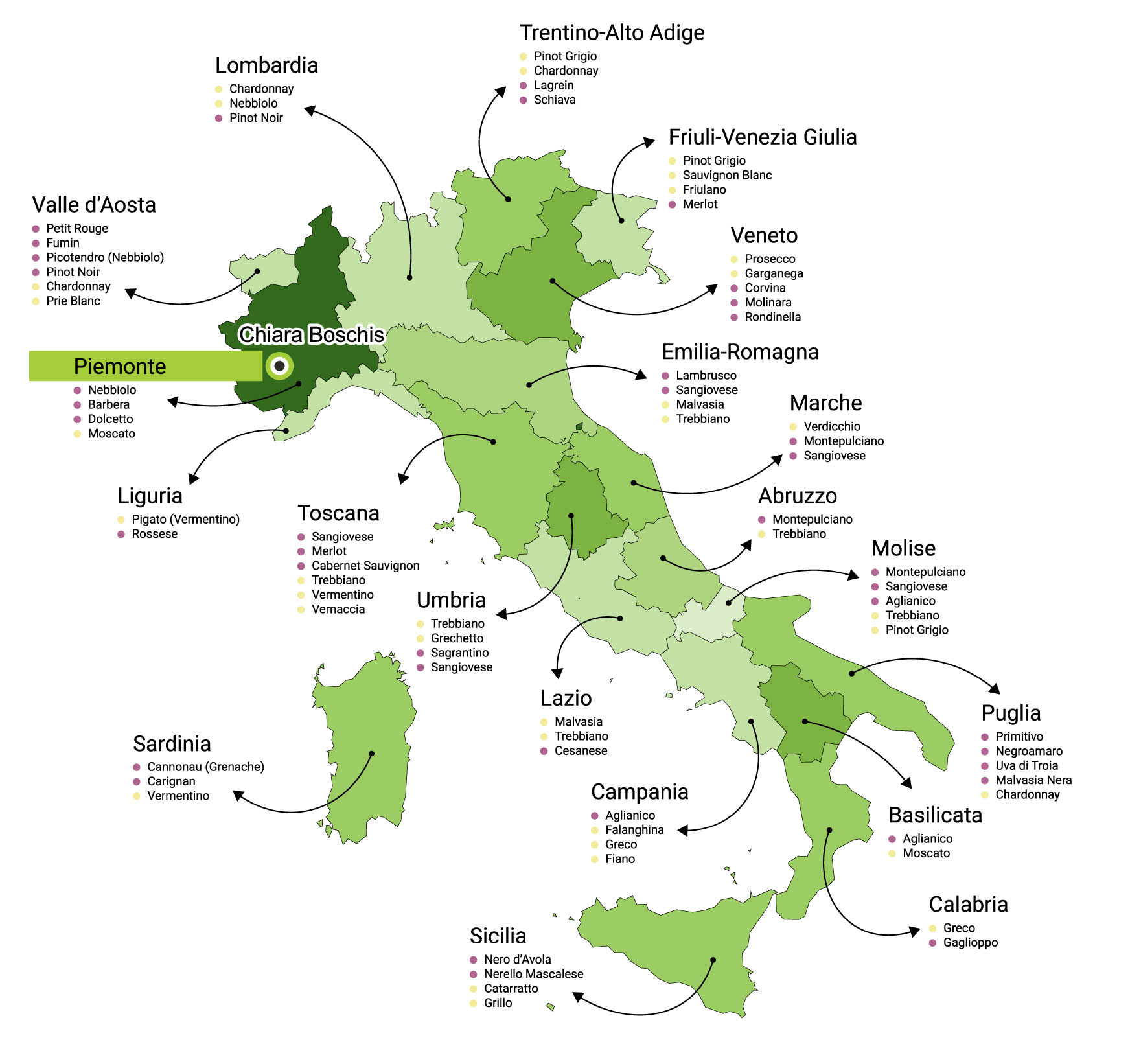 Mapa vinařství Chiara Boschis